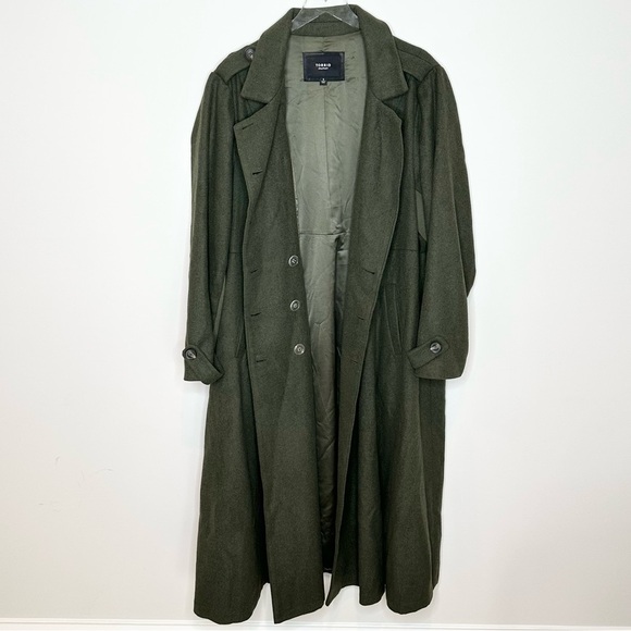 Torrid Olive Wool Military Fit Flare Trench Coat Size 4 - Picture 3 of 11